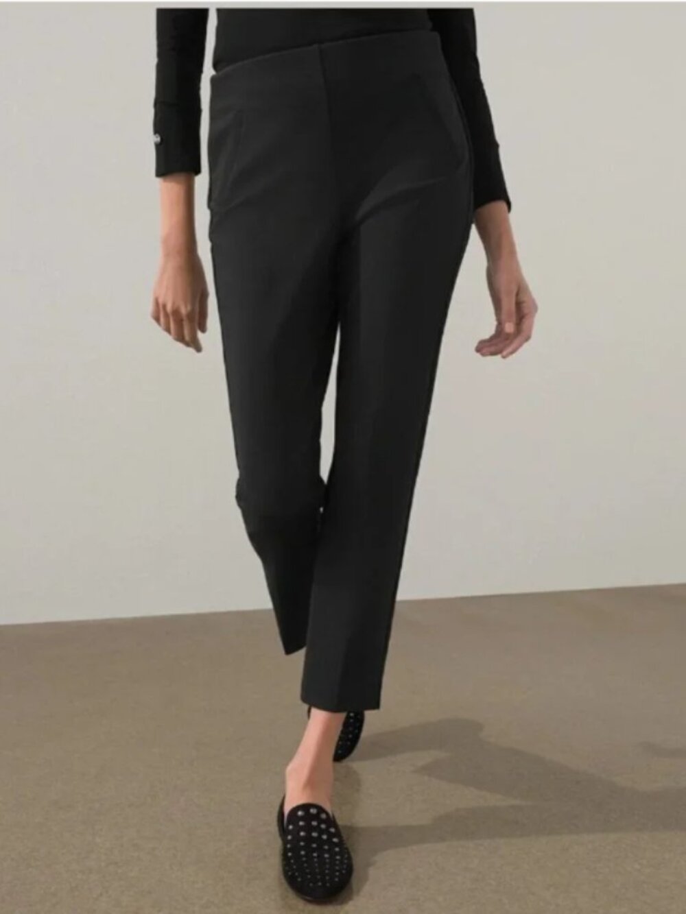 Chico's Black Juliet So Slimming 360 Side Vent Ankle Pants Size 2.5 (14)